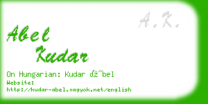 abel kudar business card